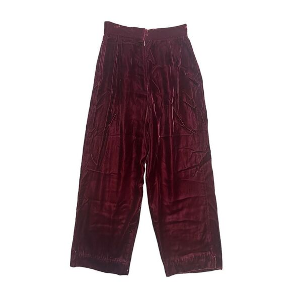 Vintage JH Collectibles Burgundy Red Ultra High Waist Side Leg Velvet Pants 10 - Picture 1 of 13